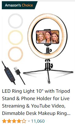 amazon 直播灯 Ring light卖家查询